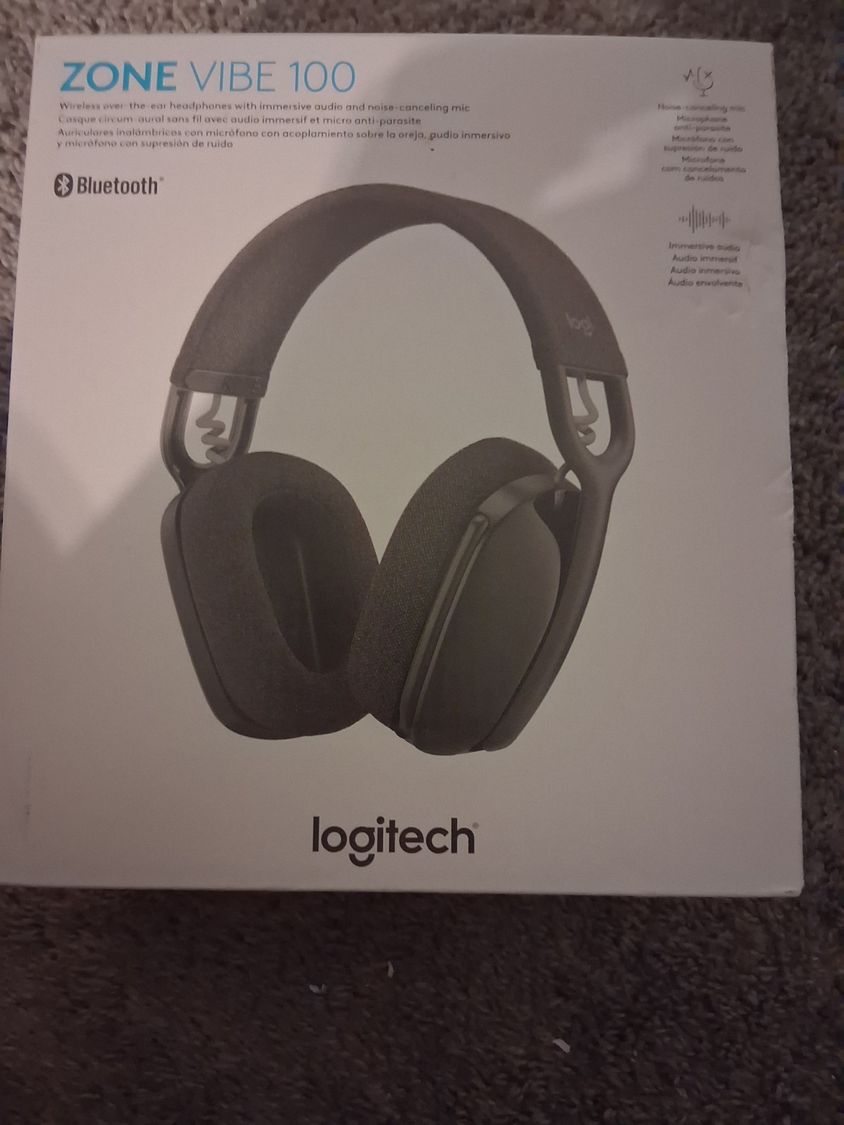 Logitech Zone Vibe On Ear Wireless Headphones Gray Brand New
