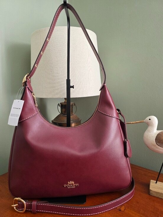 Coach Ella CCE48 Maroon Nappa Leather Shoulder Hobo Bag Purse NWT Coach Ella CCE48 Maroon Nappa Leather Shoulder Hobo Bag Purse NWT
