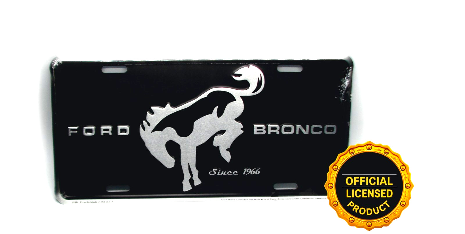 Licensed FORD BRONCO BLACK BACKGROUND EMBOSSED METAL CAR NOVELTY LICENSE PLATE Licensed FORD BRONCO BLACK BACKGROUND EMBOSSED METAL CAR NOVELTY LICENSE PLATE