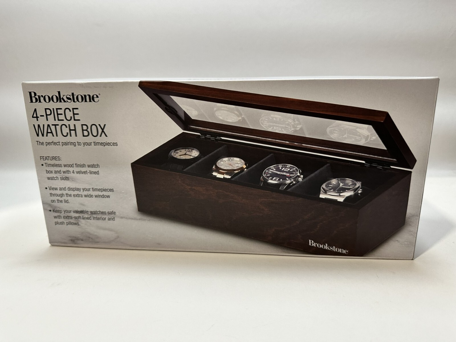 Brookstone Men\'s 4pcs Watch Case - Dark Brown