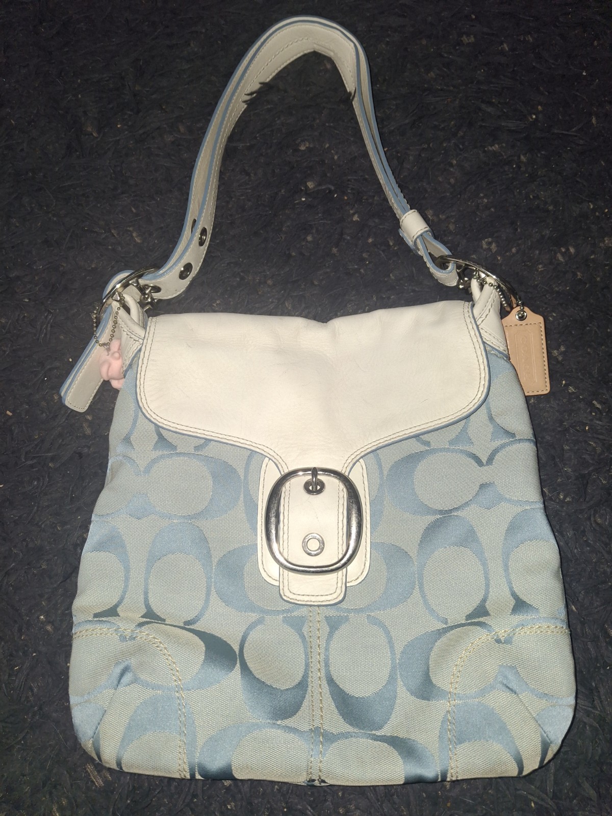 Coach Blue And White Bleeker Shouler/crossbody Bag Coach Blue And White Bleeker Shouler/crossbody Bag