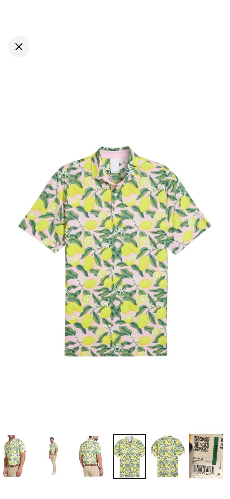 NWT Puma Mattr X AP Lemon Branch Golf Polo Shirt Large UPF 40 Green/Yellow/Pink
