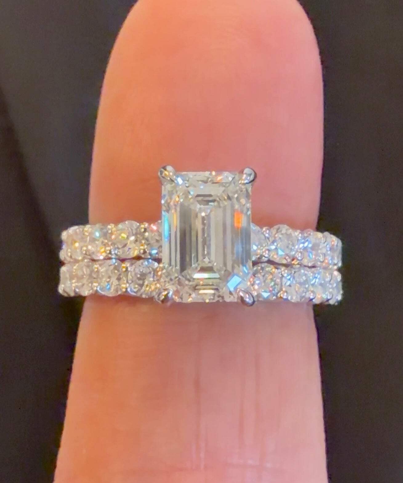 14K WHITE GOLD 4.12 CARAT CERTIFIED LAB GROWN DIAMONDS ENGAGEMENT RING WEDDING B
