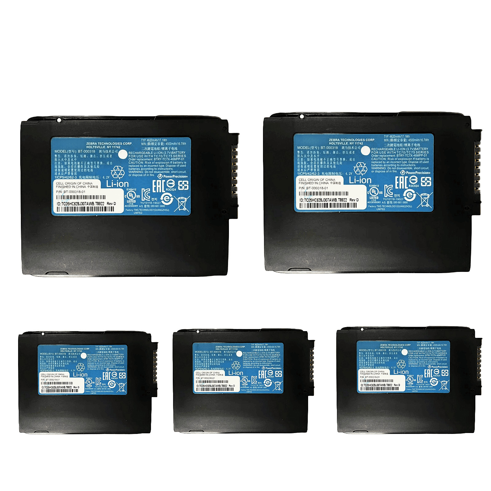 5/10/15 Pk New Genuine BT-000318-01 Battery for Zebra TC77 TC55 TC70 TC72 TC75