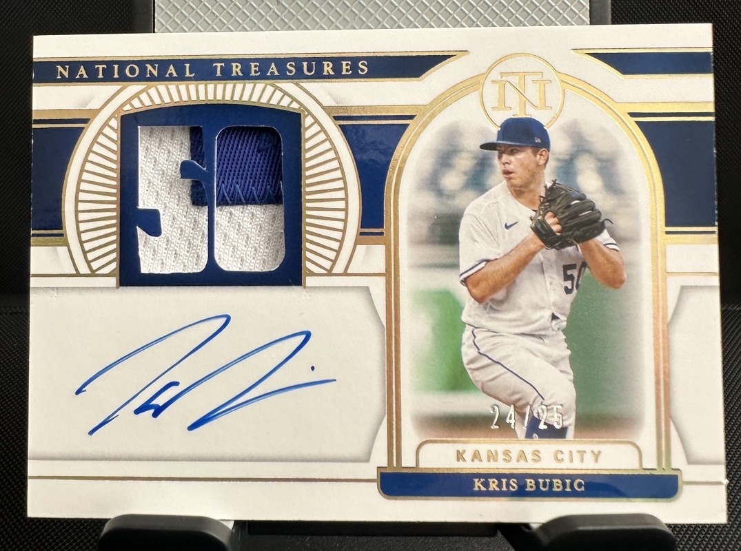 2021 National Treasures Kris Bubic Signature Numbers Holo Gold /25 Auto RC SN-KB
