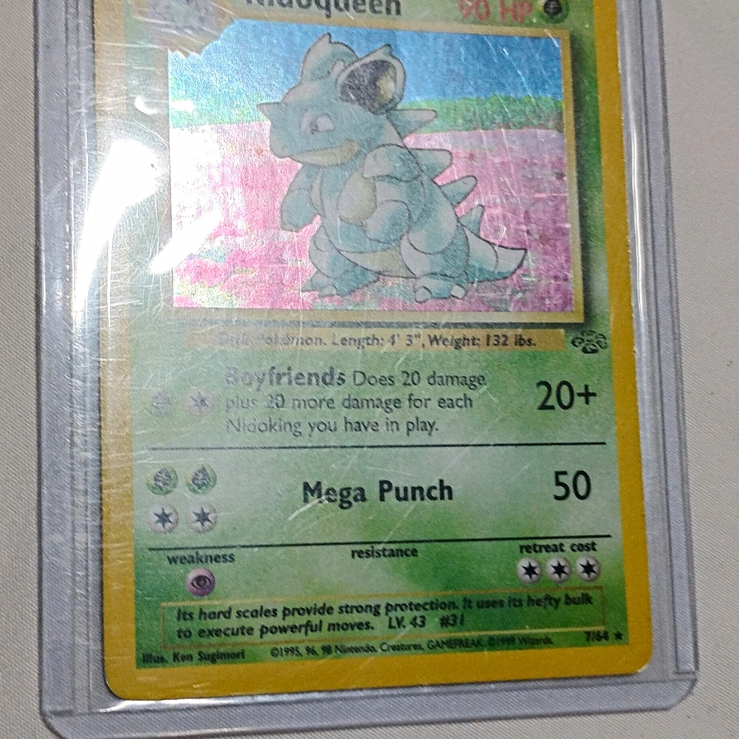 Pokémon TCG Nidoqueen Holo Rare Unlimited Jungle 07/64 Vintage Lp