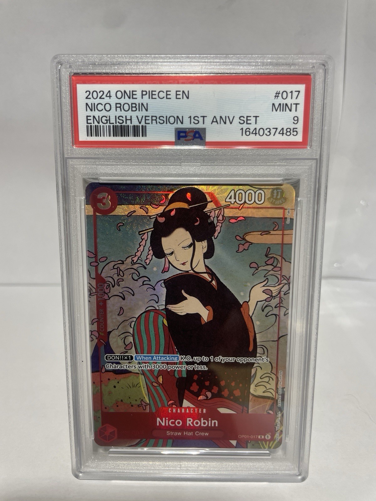2024 One Piece CCG Nico Robin OP01-017 PSA 9 Foil Rare 1st ANV Set EN