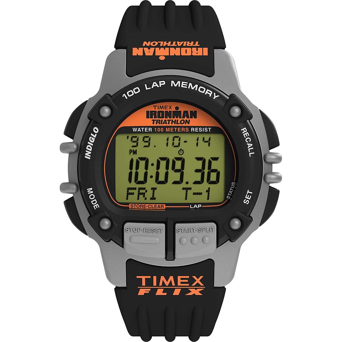 Mens Wristwatch TIMEX IRONMAN VINTAGE C101 TW5M63200 Silicone Black Chrono Timer