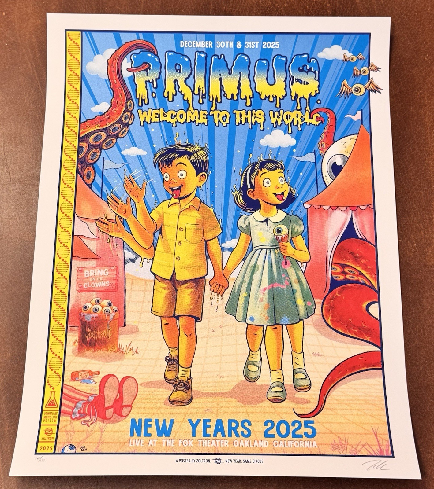 Zoltron Primus Poster NYE 2025 Fox Theater Oakland CA S/# 150 Signed Art Print