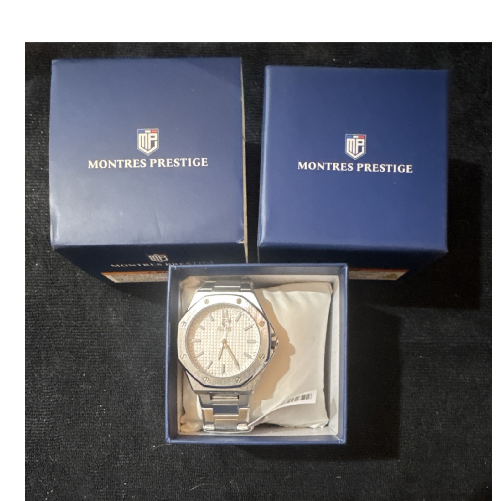 Montres Prestige Men\'s Quartz Analog Watch Silver Stainless Steel w/ Box Montres Prestige Men\'s Quartz Analog Watch Silver Stainless Steel w/ Box