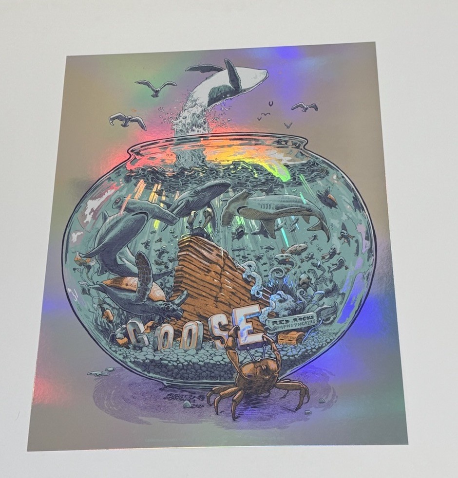 Goose The Band Concert Poster Red Rocks CO 2026 Official Silkscreen FOIL Kloc LE