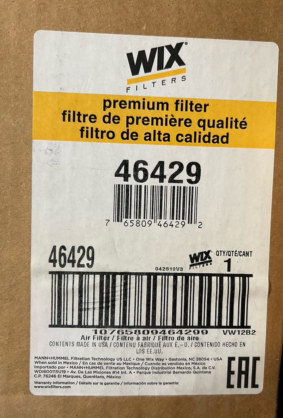 WIX 46429 NEW GENUINE ORIGINAL HEAVY DUTY FILTER