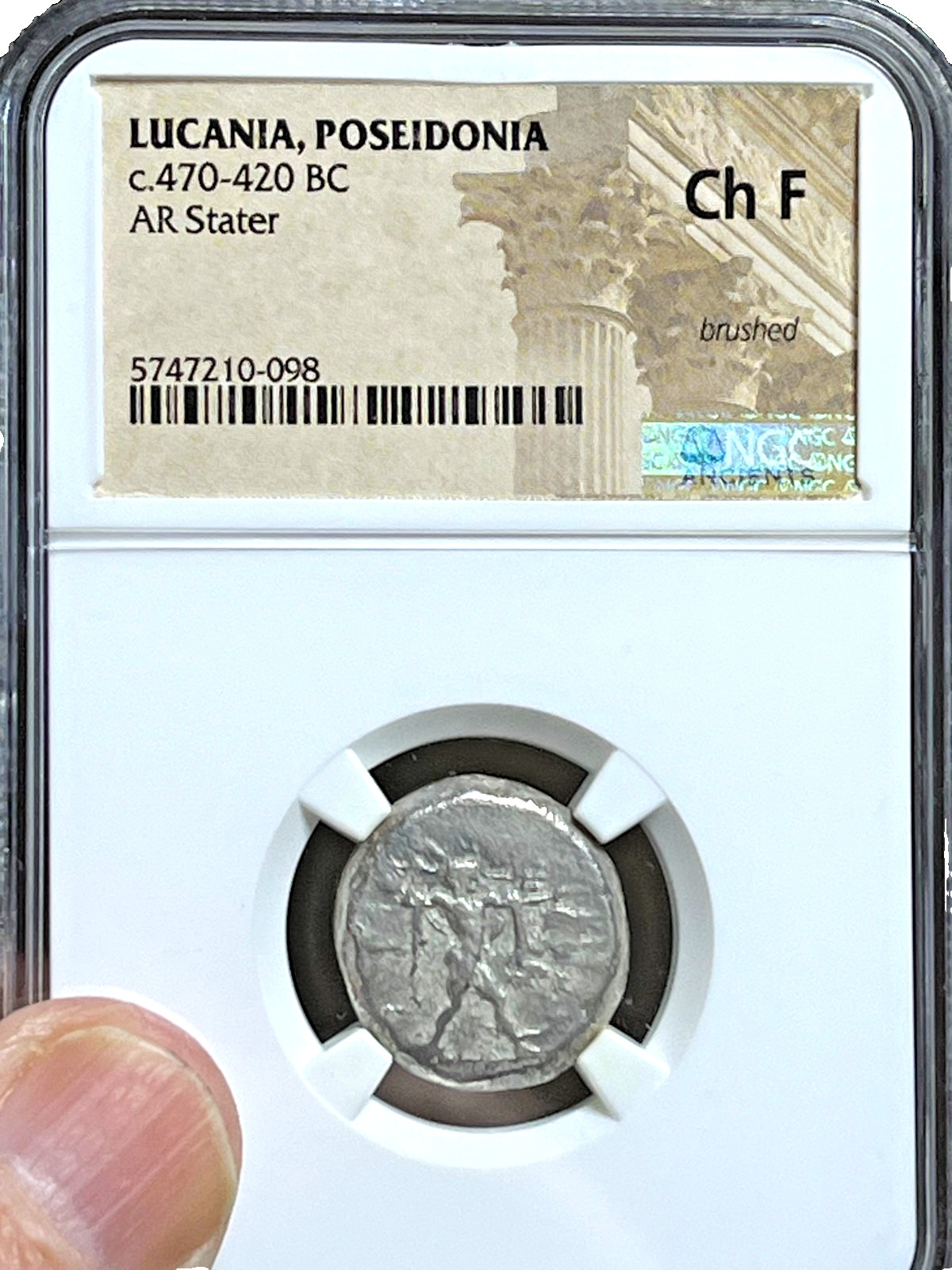 Ancient Greek Lucania Poseidonia AR Stater Bull Coin 470-420 BC - NGC-Ch FINE Ancient Greek Lucania Poseidonia AR Stater Bull Coin 470-420 BC - NGC-Ch FINE
