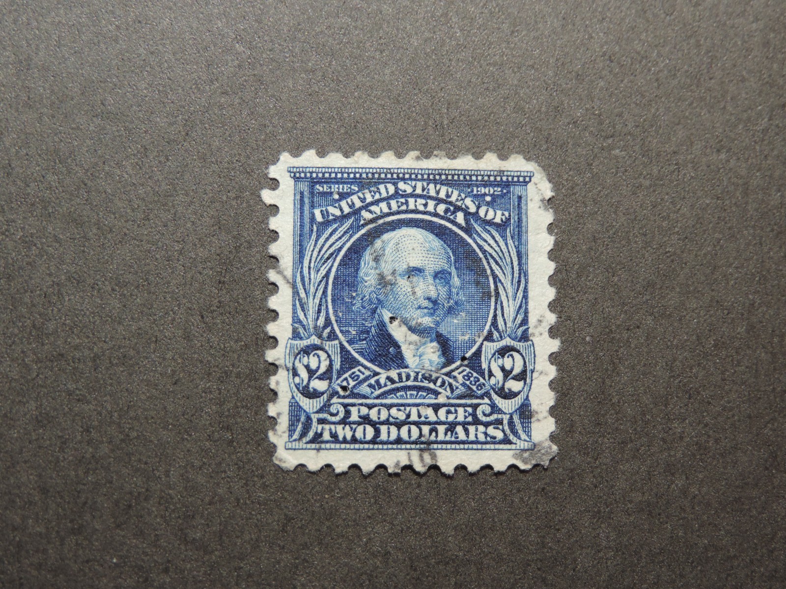 US Stamp Scott # 479 1917 $2 Madison, Dark Blue, Unwtmk, Perf 10 VF US Stamp Scott # 479 1917 $2 Madison, Dark Blue, Unwtmk, Perf 10 VF