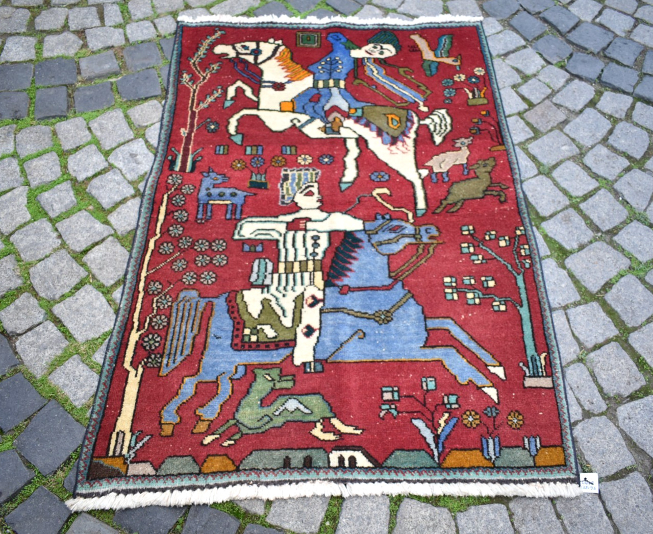 Vintage Caucasian Rug 38\'\' x 53\'\' Hand-knotted Pictorial Rug Home Decor Wool Rug