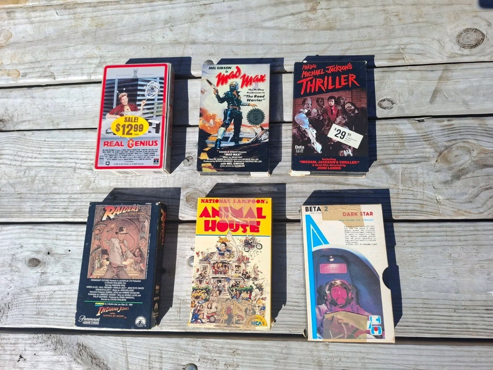 Lot Of 6 Betamax Tapes- THRILLER/REAL GENIUS/ANIMAL HOUSE/DARK STAR/MADMAX/ IND