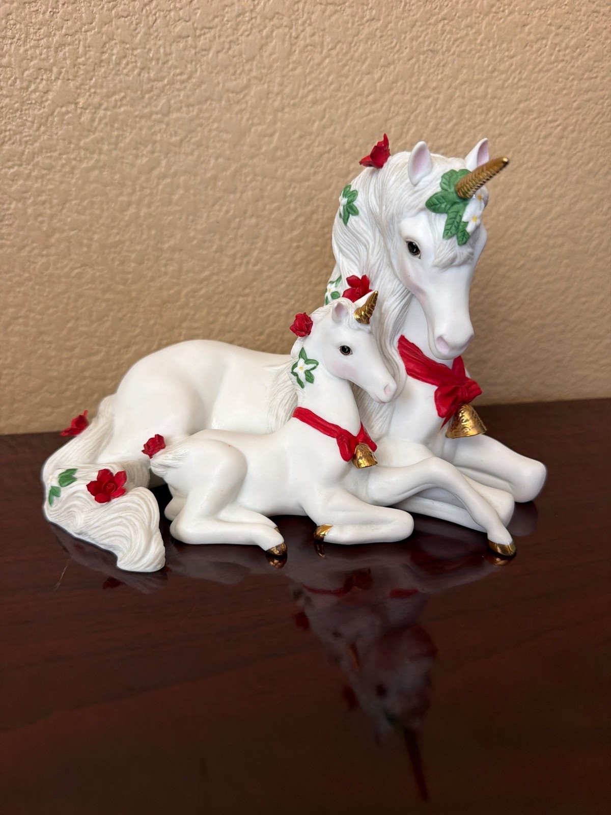 1992 Princeton Gallery Yuletide Blessing Unicorn Mother Foal Porcelain 1992