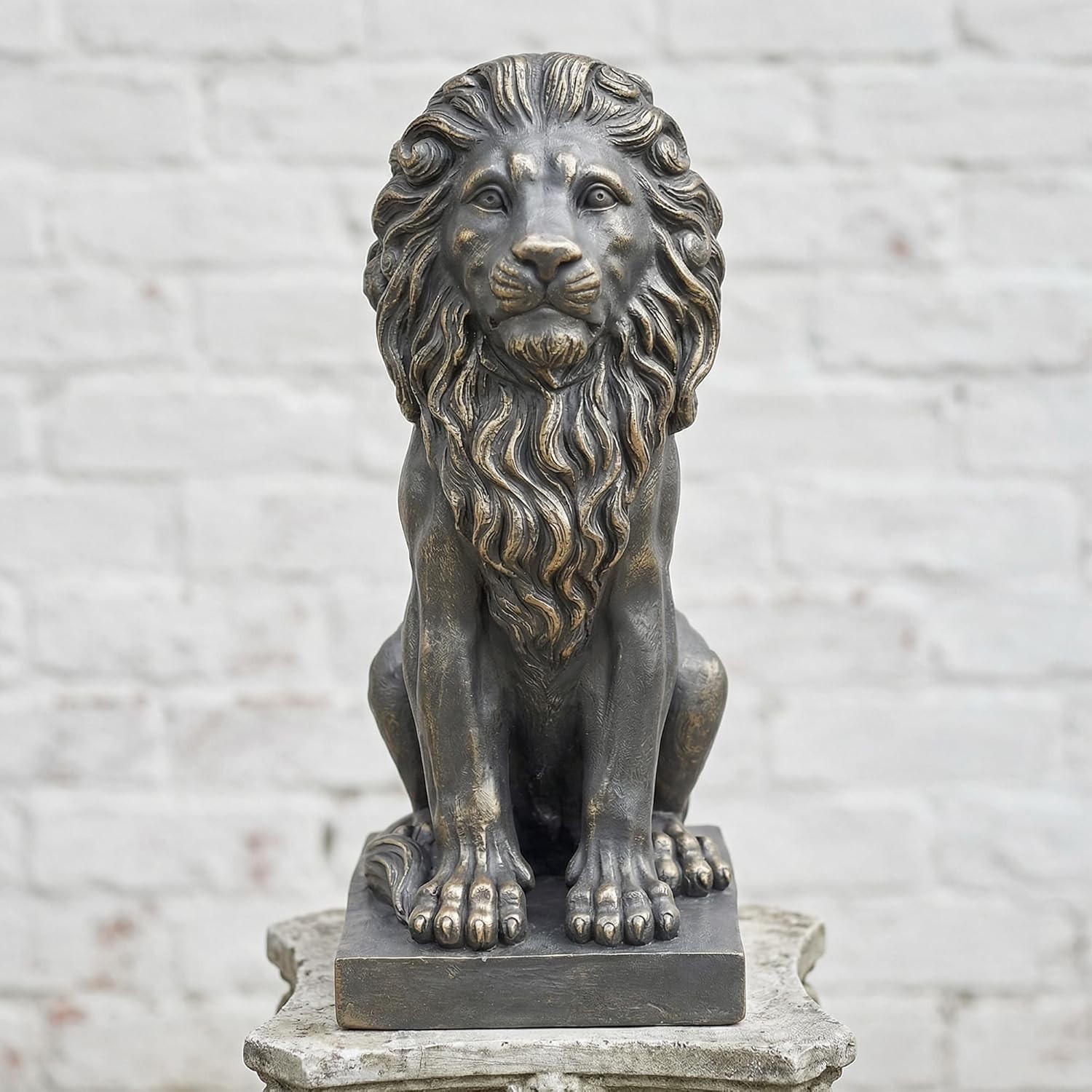 Sculptures Garden Statues, Outdoor Lion Statue 27In Tall, Magnesium Oxide Stone