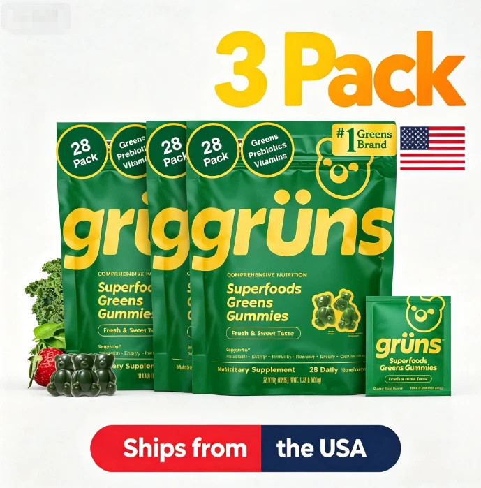 3pc Grüns Super Greens Gummies Multivitamin Superfood Gummy Bears 28 Packs 3pc Grüns Super Greens Gummies Multivitamin Superfood Gummy Bears 28 Packs