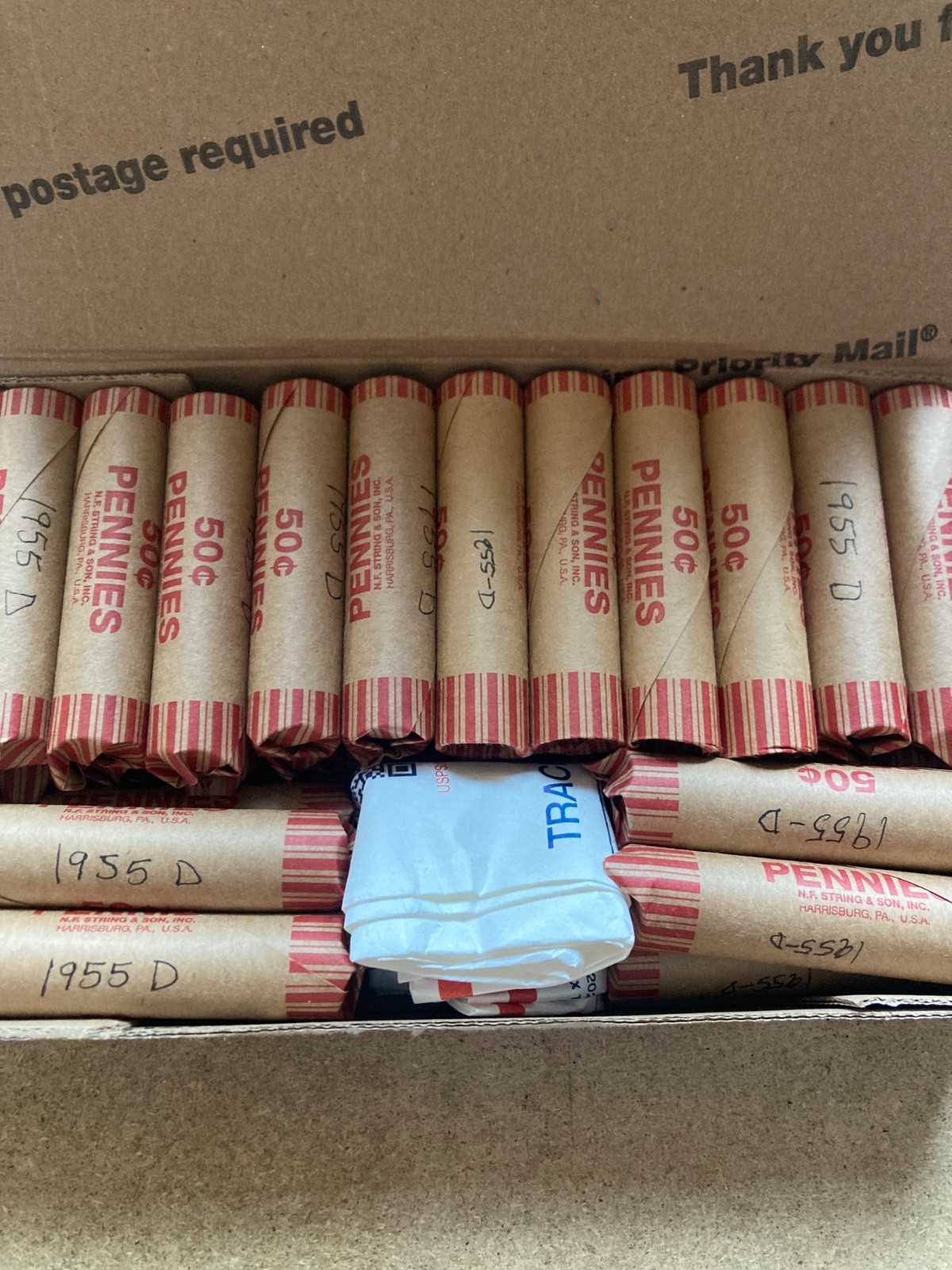 1955-D LINCOLN WHEAT CENT PENNY 30 ROLLS (1,500 coins)  nice condition