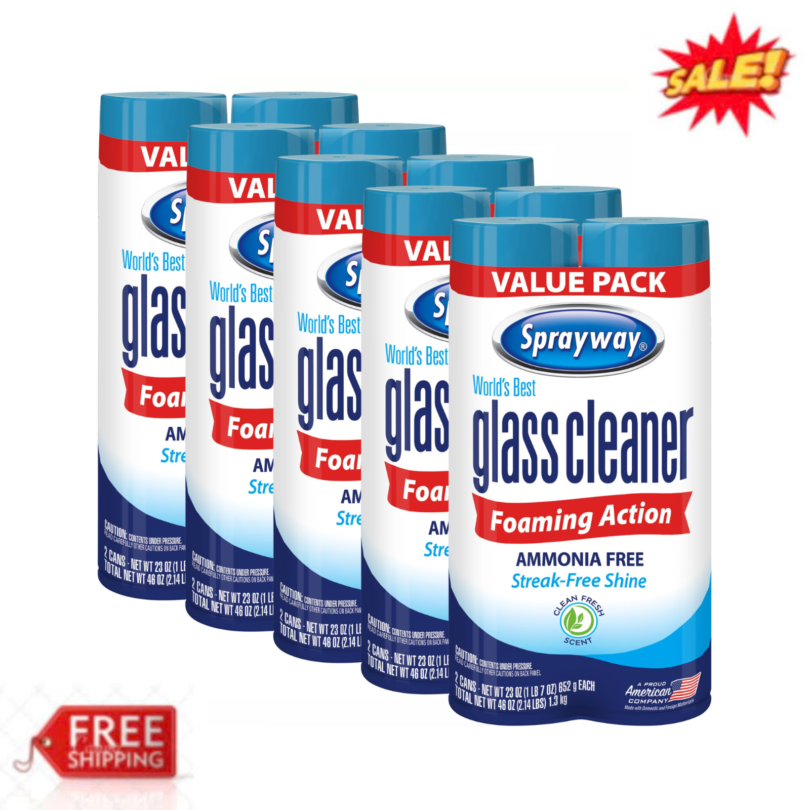 (10 Pack) Sprayway Aerosol Glass Cleaner 23 fl oz Streak-Free Cleaning Spray