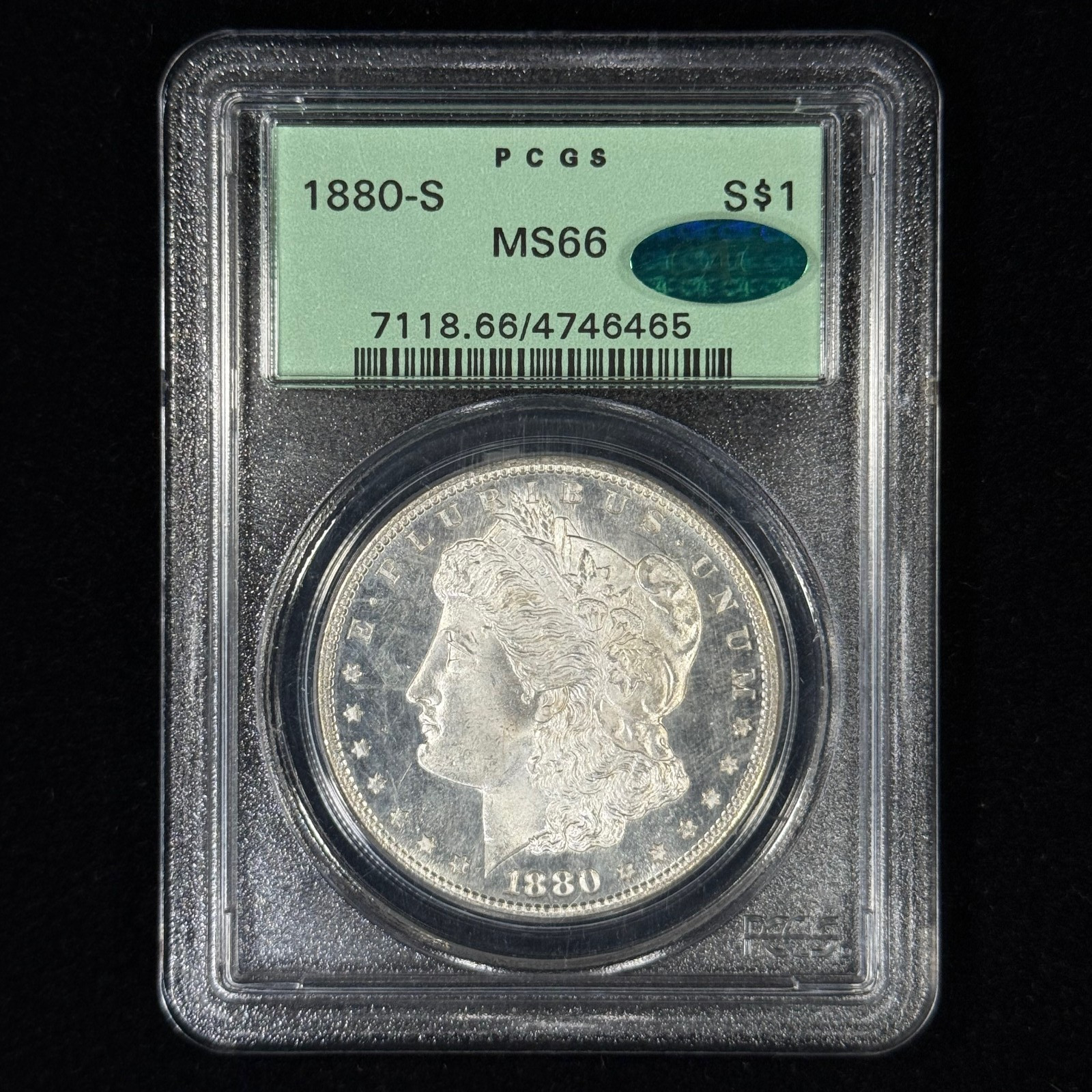 1880-S $1 MS66 PCGS OGH Morgan Silver Dollar - CAC Approved - Undergraded Gem PQ