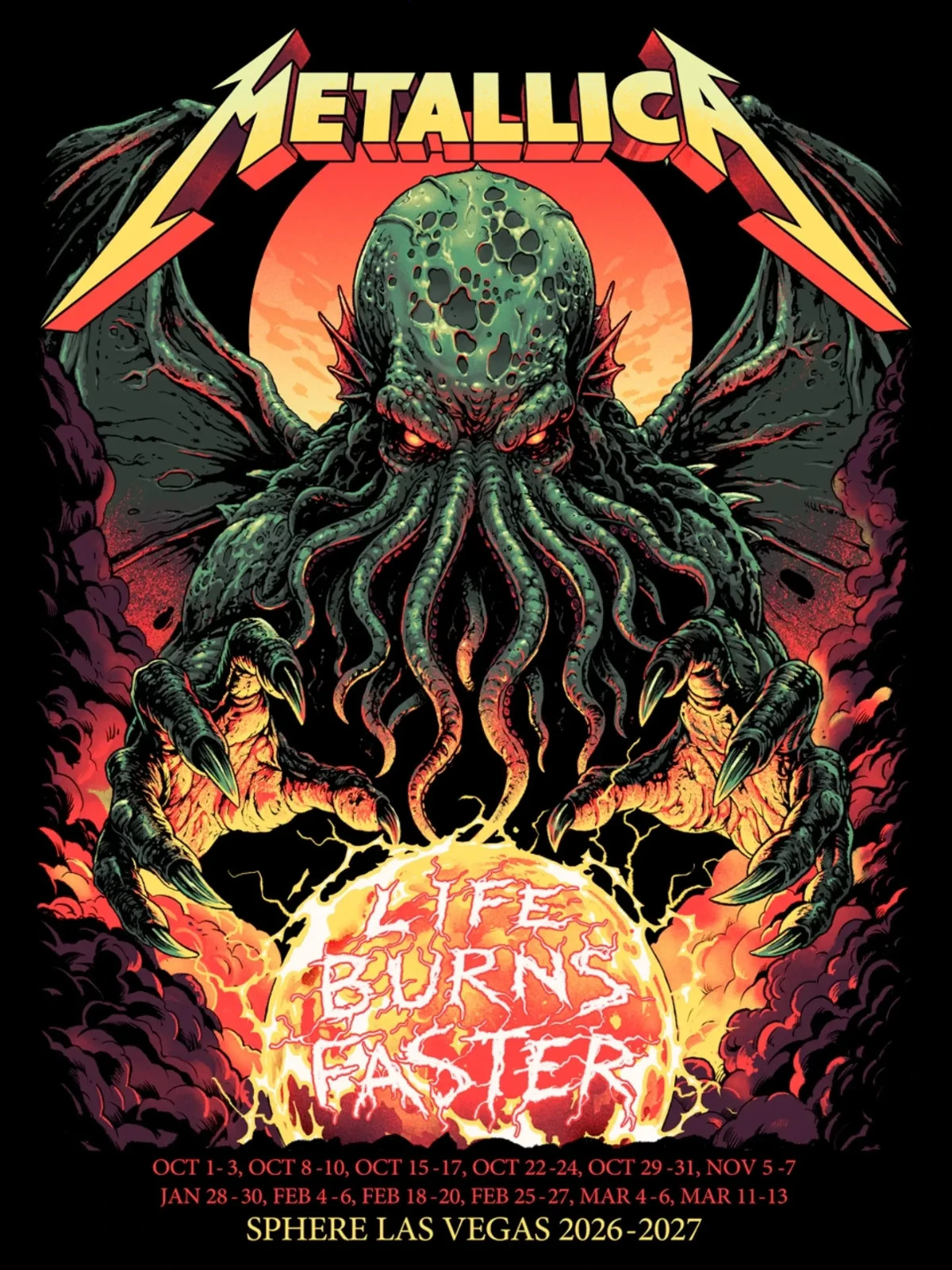 Metallica Life Burns Faster Sphere Las Vegas 2026-2027 Poster