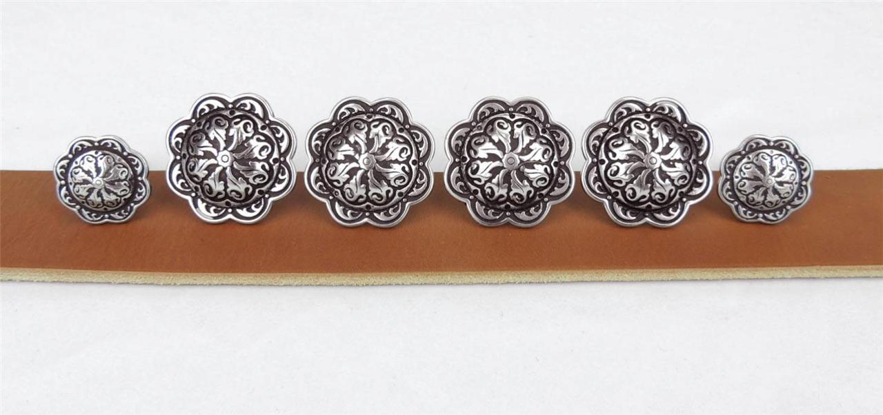 Set of 6_JEREMIAH WATT_Saddle Trim WESTERN CONCHO_Wood Screw Back_4_1.50\