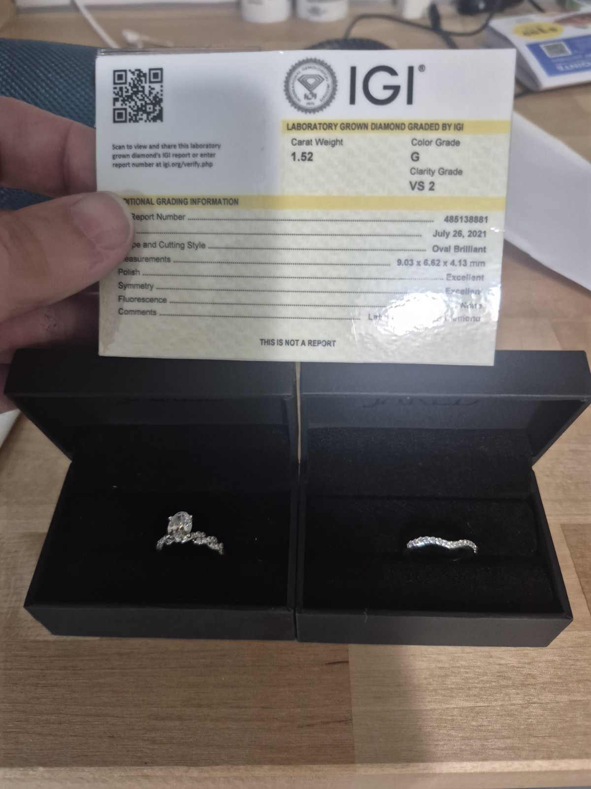 1.52 Carat Oval Brilliant Cut Diamond 14kGold Ring & Engagement Ring Set 5.5Size 1.52 Carat Oval Brilliant Cut Diamond 14kGold Ring & Engagement Ring Set 5.5Size
