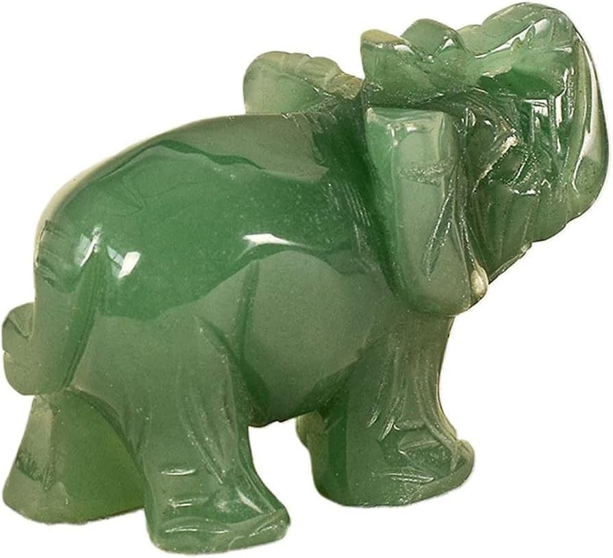 Green Jade Elephant Figurine Natural Stone Handcraft Decorative Sculpture New US