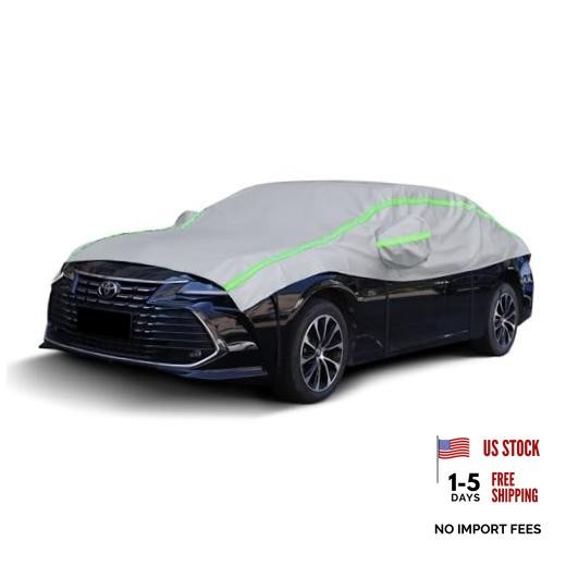 Half Car Cover Sedan with Green Reflective Strip, Hail Sedan(see size table)