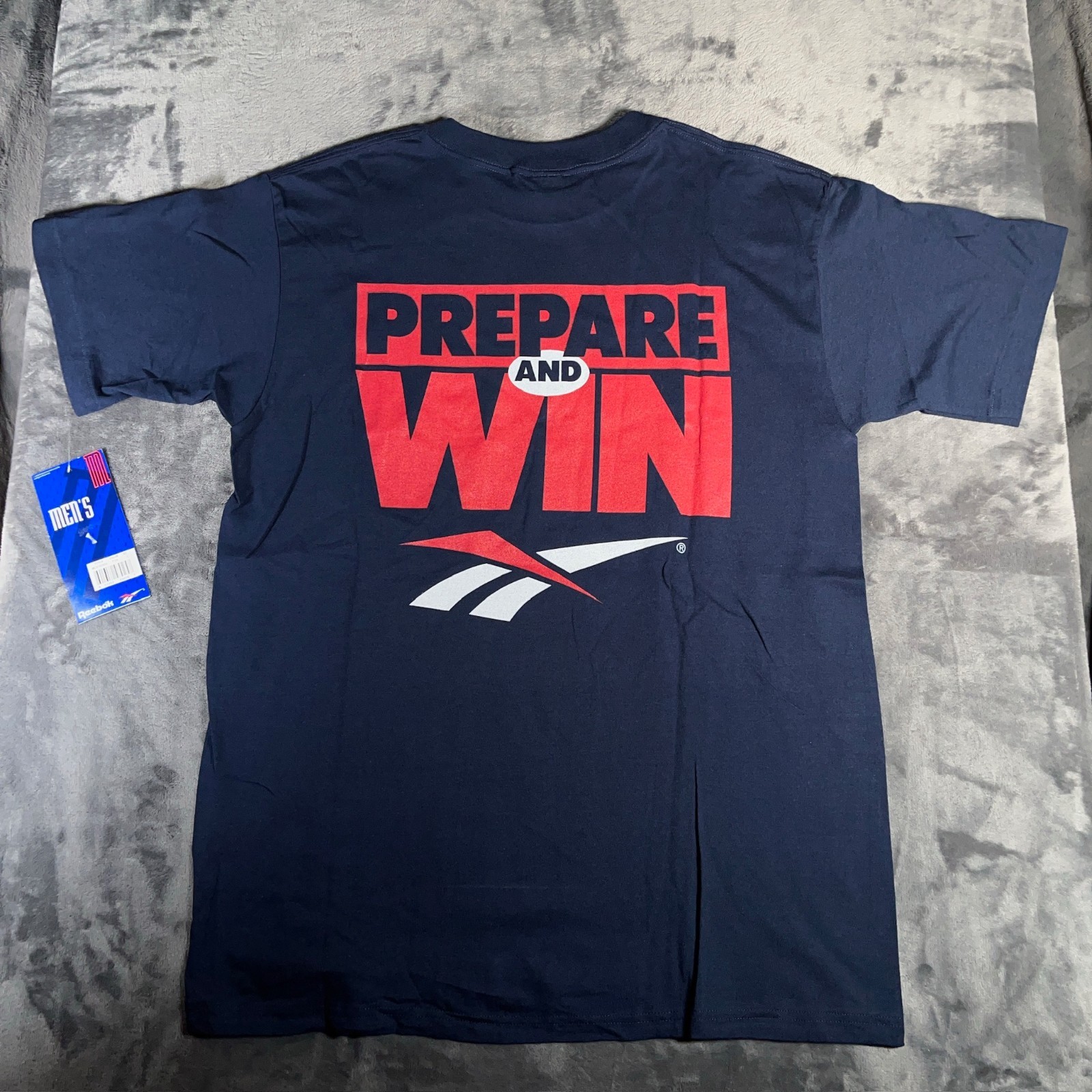 Vintage 1993 Reebok T Shirt Mens L Navy Deadstock NWT USA Single Stitch Big Logo Vintage 1993 Reebok T Shirt Mens L Navy Deadstock NWT USA Single Stitch Big Logo