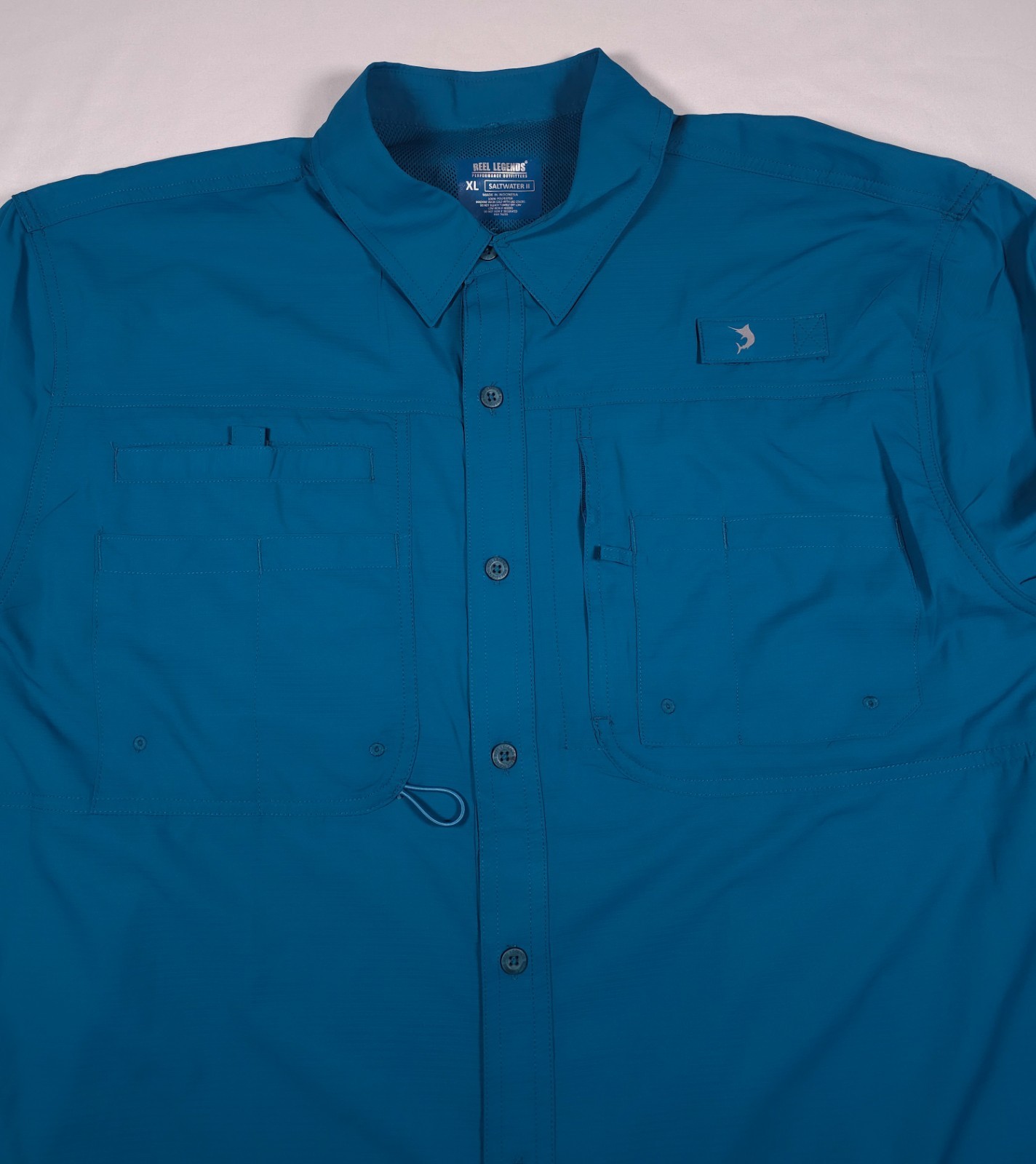 NWT Reel Legends Mens Saltwater II S/S Fishing Shirt Ocean Depths Teal XL 