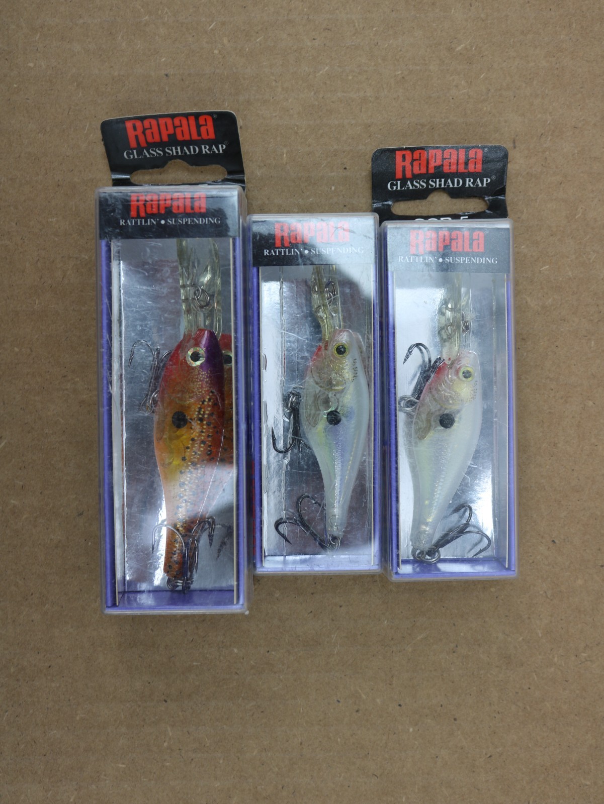 Rapala Glass Shad Rap GSR-5 GSR-7 Fishing Lures Lot of 3 New