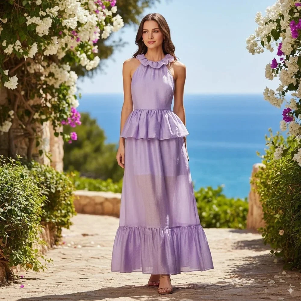 Elliatt NWT Purity Peplum Maxi Dress in Lilac Purple Women Size Small