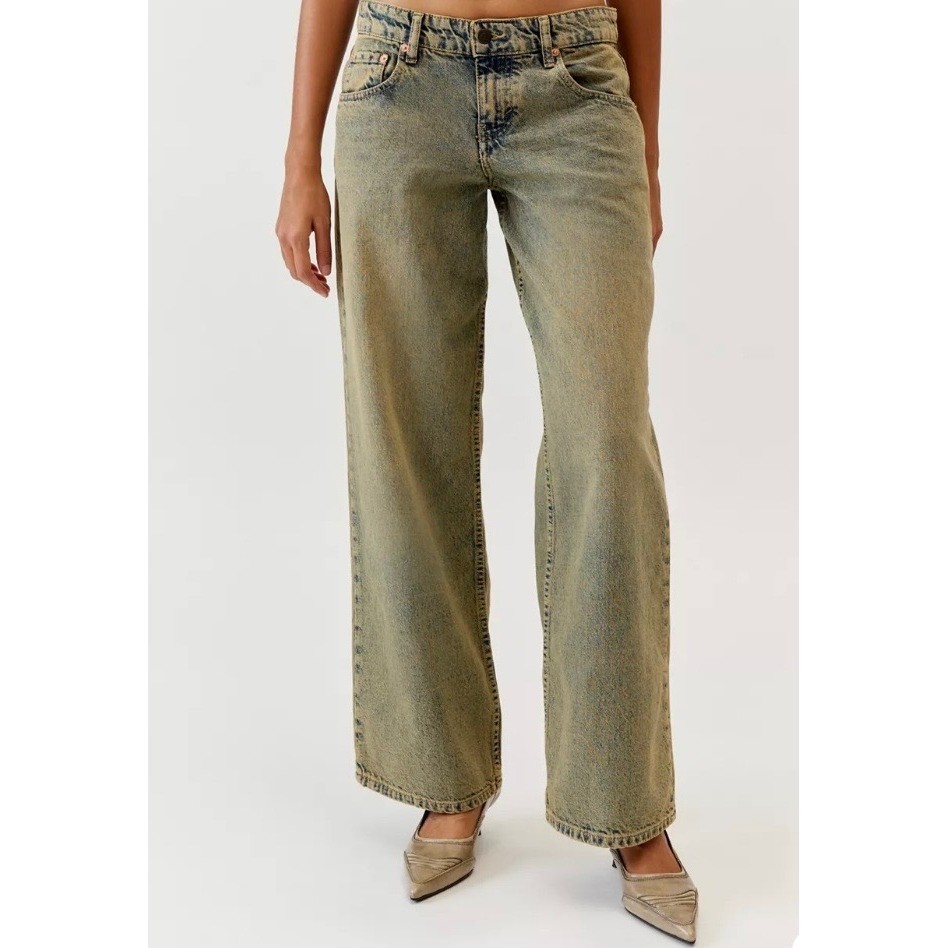 NWT Motel Rocks Womens Low Raise Parallel Jeans Sandy Blue Acid Size W28 L32