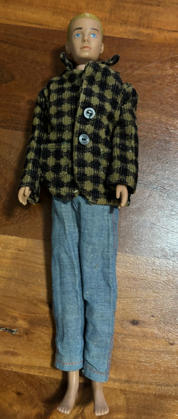 12” Vintage Mattel Barbie Ken Doll 1960's Original Blonde Flocked Hair Blue Eyes