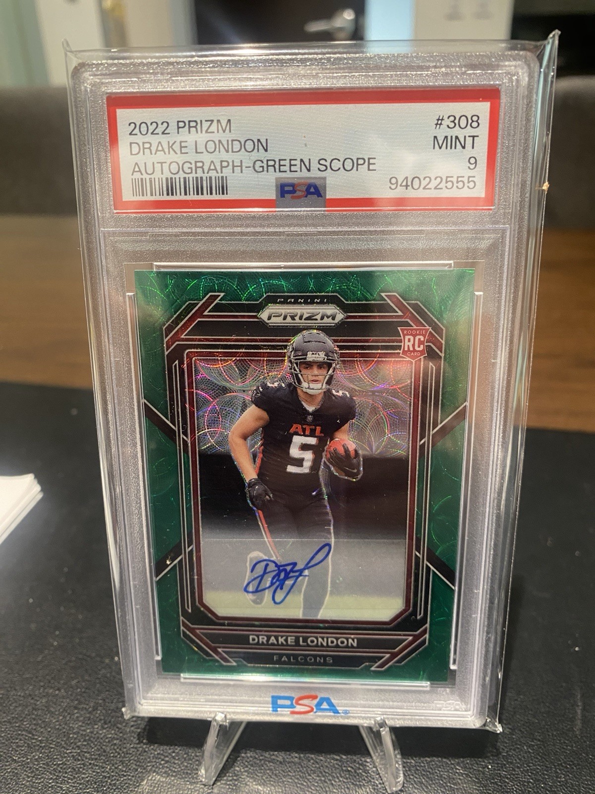 Drake London 2022 Panini Prizm Football Rookie Green Scope Auto /75 PSA 9 ATL Drake London 2022 Panini Prizm Football Rookie Green Scope Auto /75 PSA 9 ATL