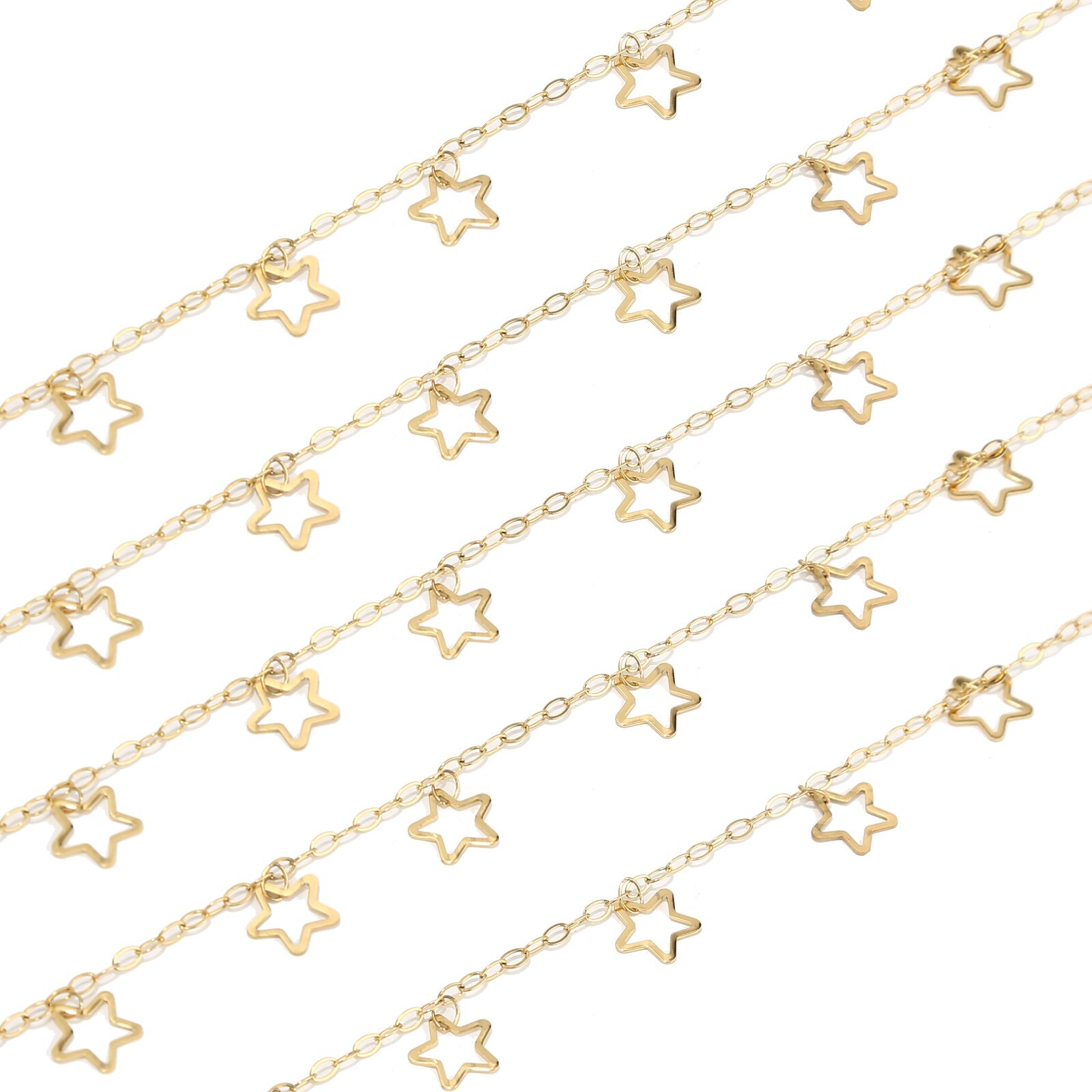 3meters Silver/Gold Stainless Steel Star Charms handmade Jewelry Making Chain