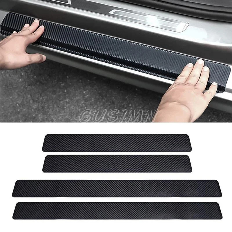 4pcs Carbon Fiber Car Door Plate Sill Scuff Cover Anti Scratch Sticker Protector 4pcs Carbon Fiber Car Door Plate Sill Scuff Cover Anti Scratch Sticker Protector