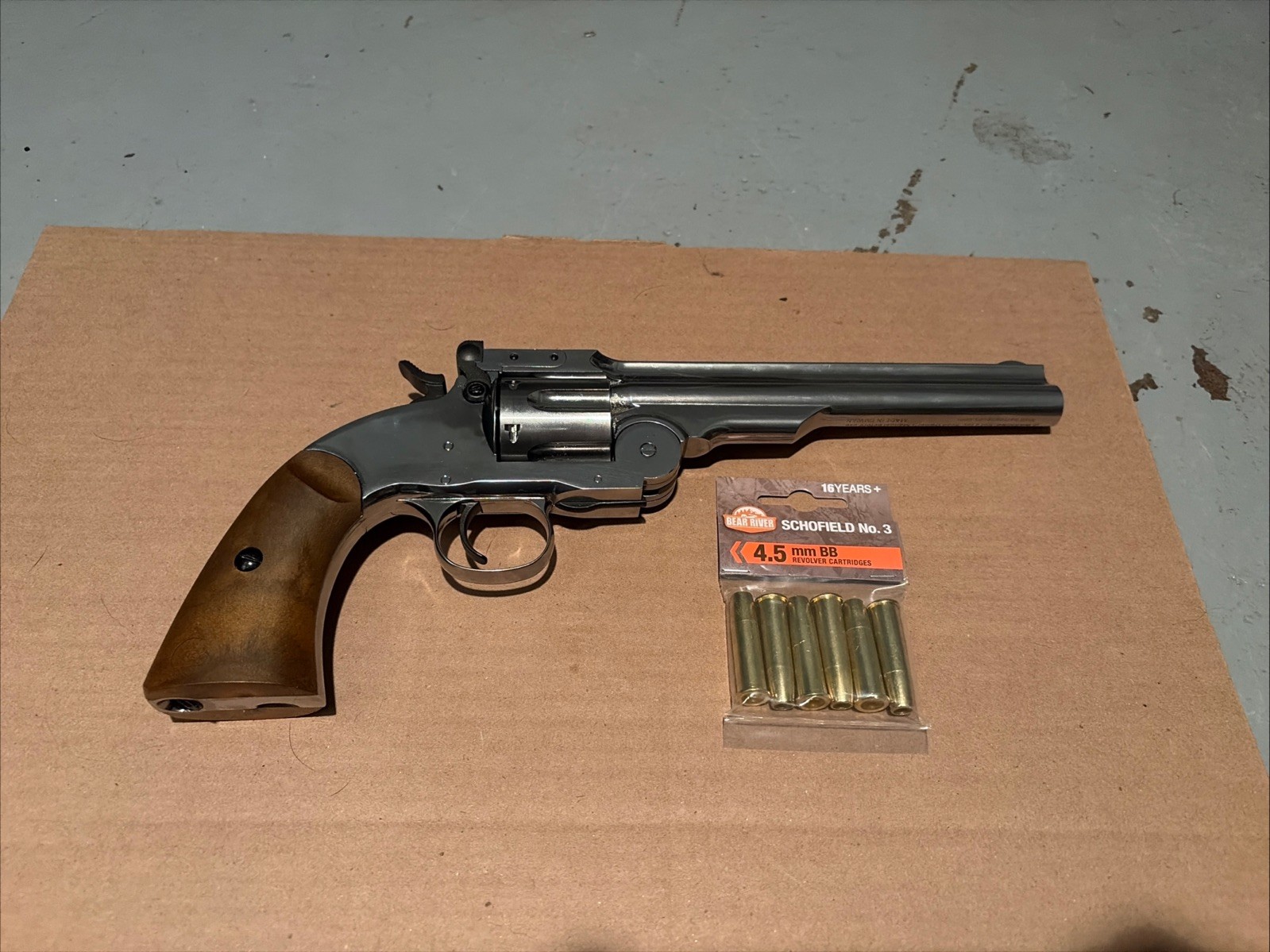 Unused Barra Airguns Schofield No. 3 (Nickel) Full Metal 410FPS CO2 BB Revolver