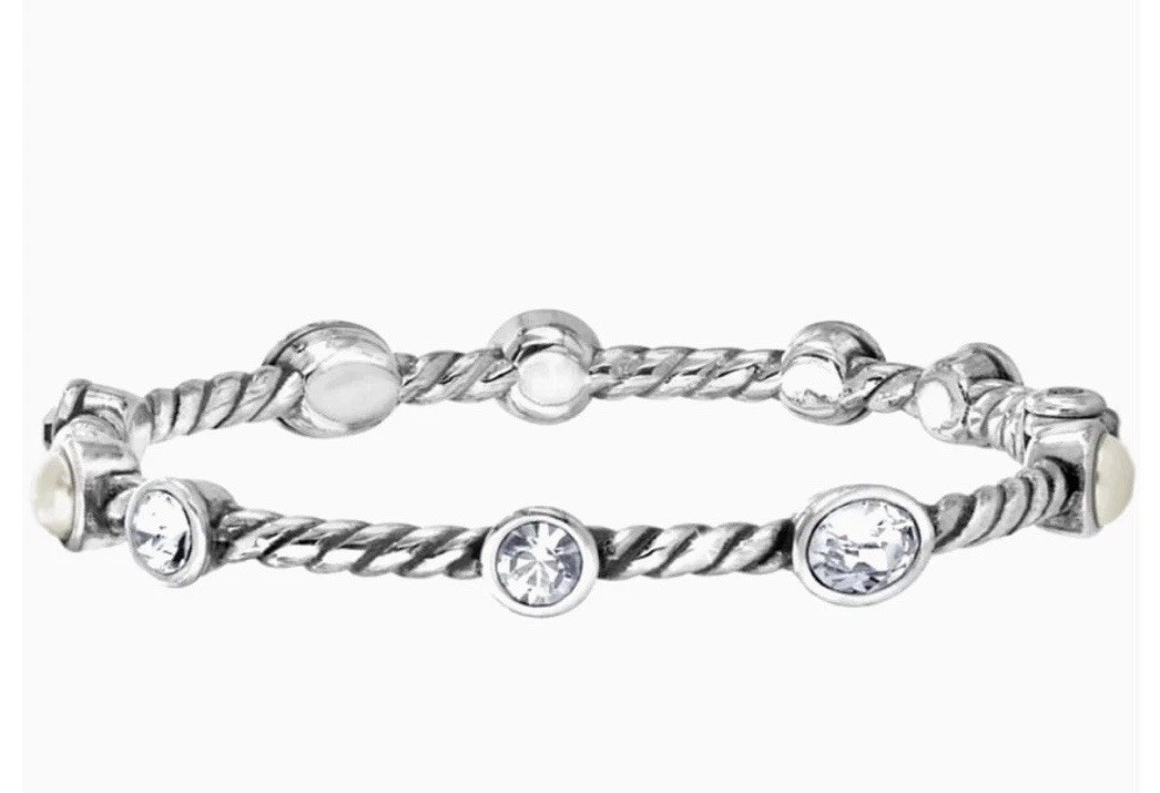 Brighton Monte Carlo Hinged Rope Bangle Bracelet Silver Clear Crystal Brighton Monte Carlo Hinged Rope Bangle Bracelet Silver Clear Crystal