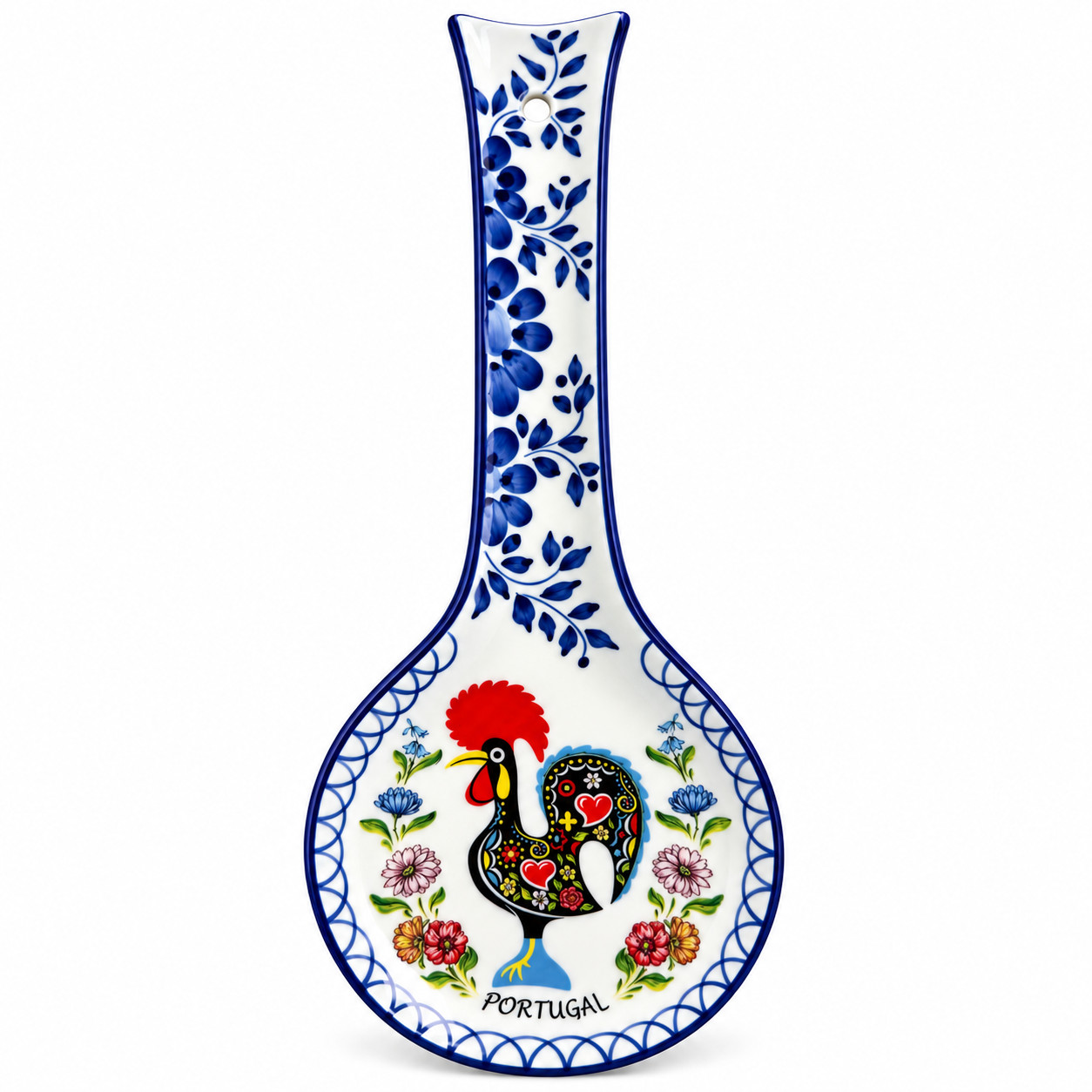 Hand-Painted Portuguese Ceramic Spoon Rest – Rooster Design, 10 Hand-Painted Portuguese Ceramic Spoon Rest – Rooster Design, 10