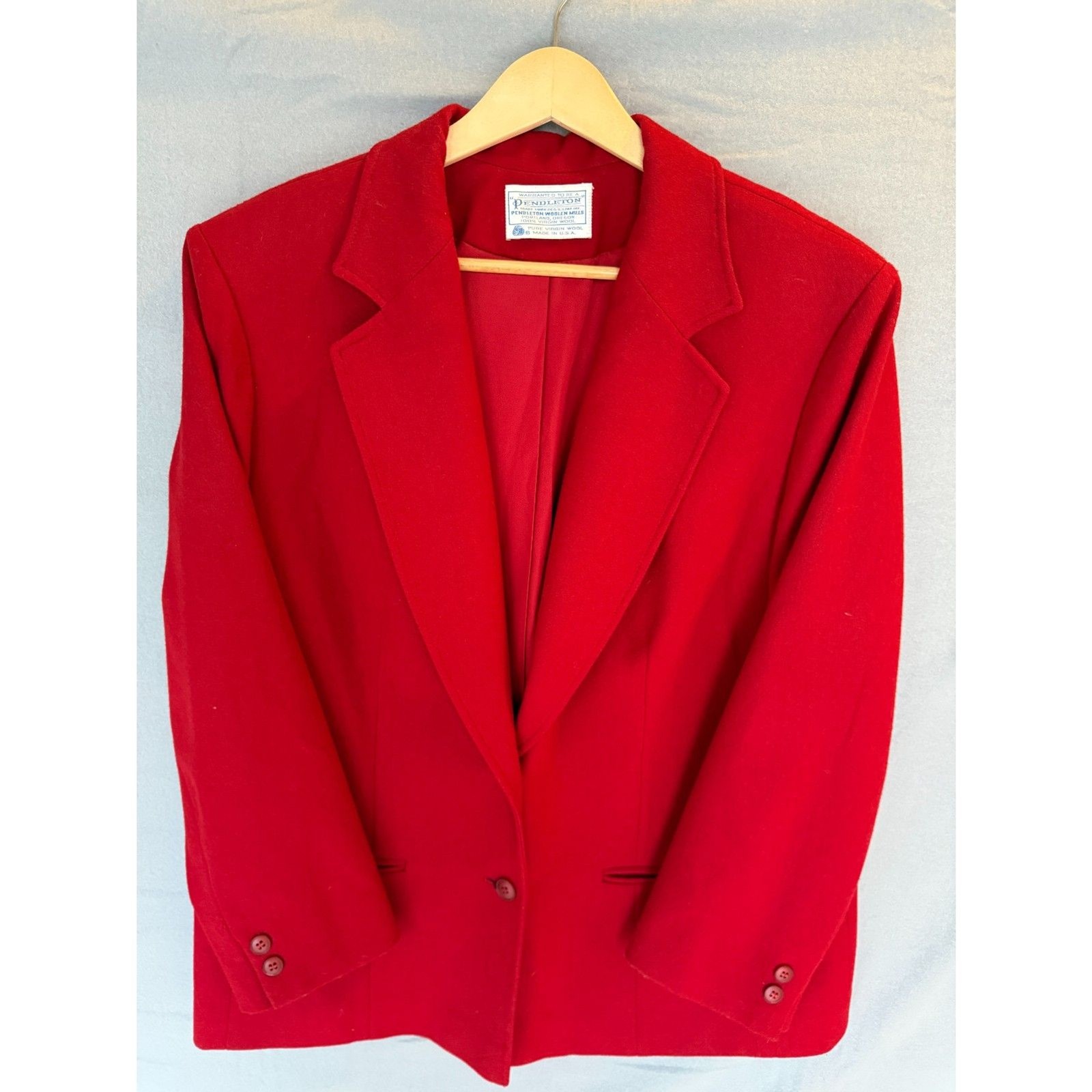Vintage Pendleton Red Wool Blazer Women’s 100% Virgin Wool Made in USA