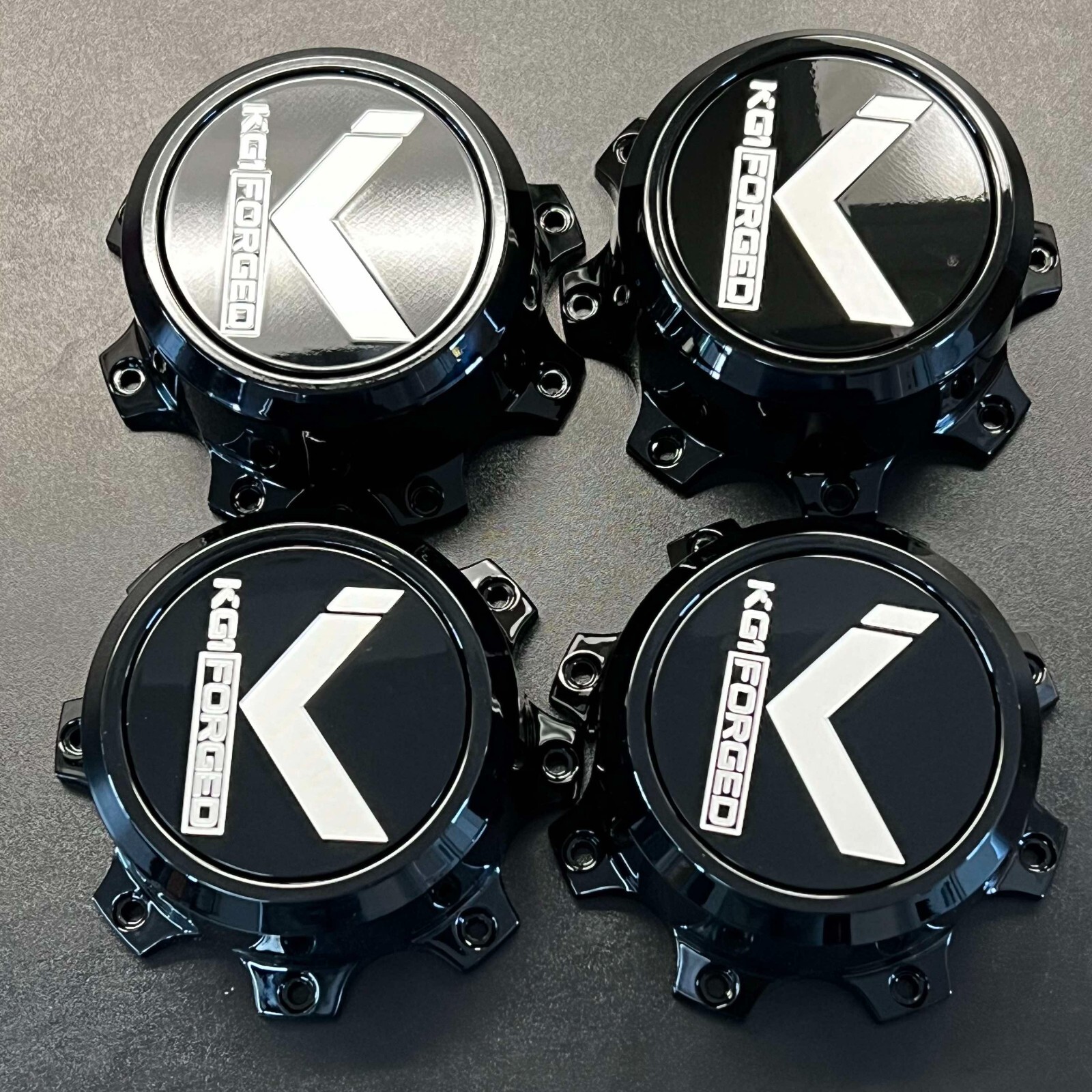 FLOATING KG1 Black Aluminum Center Caps - 8 Lug (Set of 4)