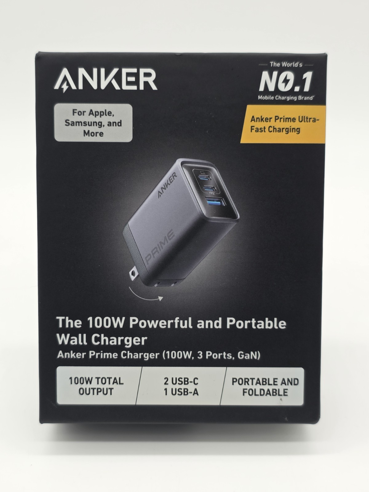 ANKER Prime Charger 100W, 3 Port, GAN  Model A2688  SEALED 