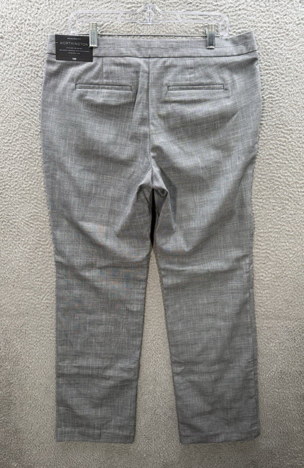 Worthington Pants Womens 14 Gray Houndstooth Modern Fit Dress Careerwear NEW