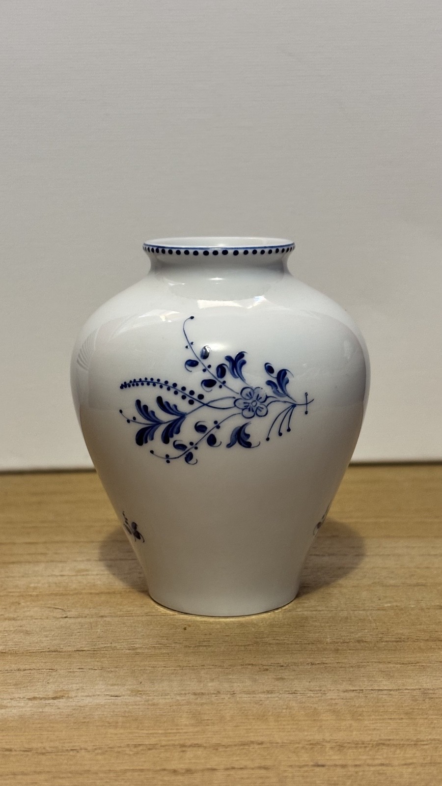 Vintage French Bleu d\'Arras Porcelain Mini Vase, Hand-Painted Cobalt Blue Floral