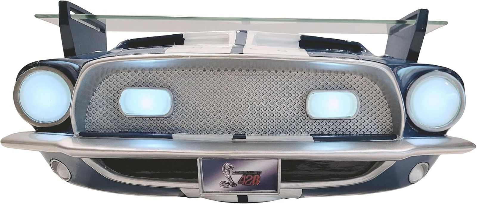1968 Shelby GT500KR Floating Wall Shelf - LED Headlights with Tempered Glass for