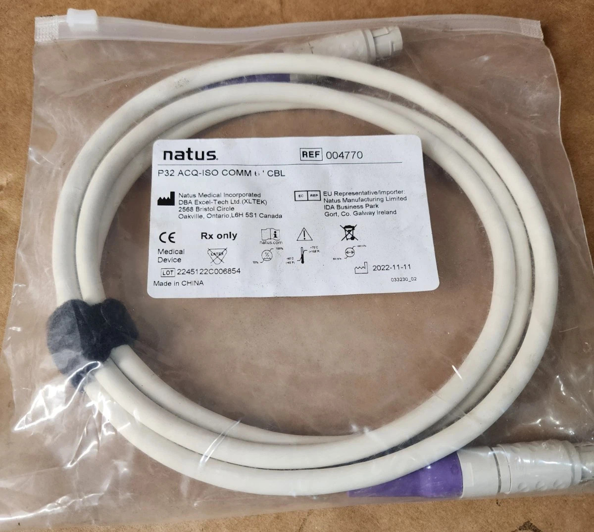 Natus Protektor 32 P32 ACQ to ISO Communication Cable 6\' Ref 004770